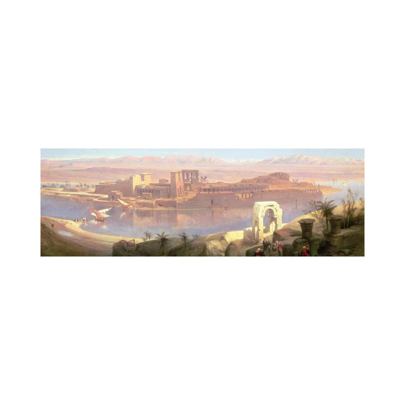 The Island Of Philae, Nubia by David Roberts - Wrapped Canvas Panoramic Painting, 30.48 cm H x 91.44 cm W x 1.91 cm D