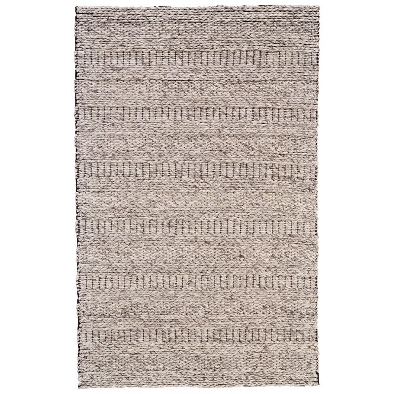 Orion Looped/Hooked Wool Oatmeal Area Rug, Rectangle 9'6" x 13'6"