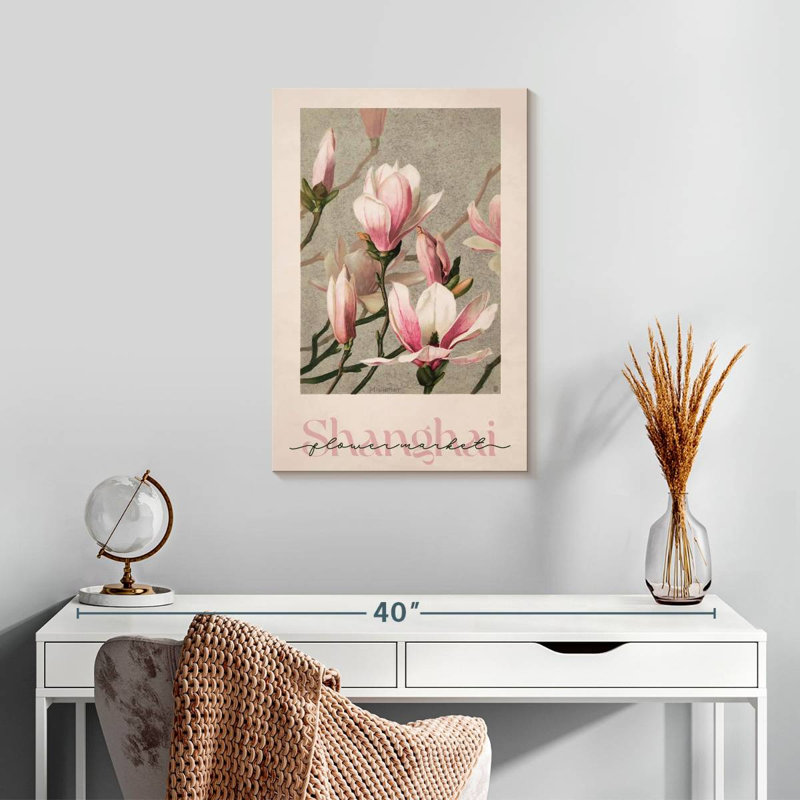 Affiche du marché aux fleurs de Shanghai, H 24 po x l 16 po
