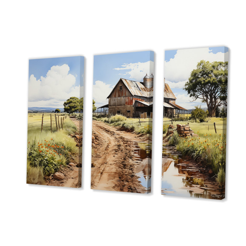 Barns Rustic Charm V sur toile, ensemble de 3 pièces, H 40 po x l 60 po