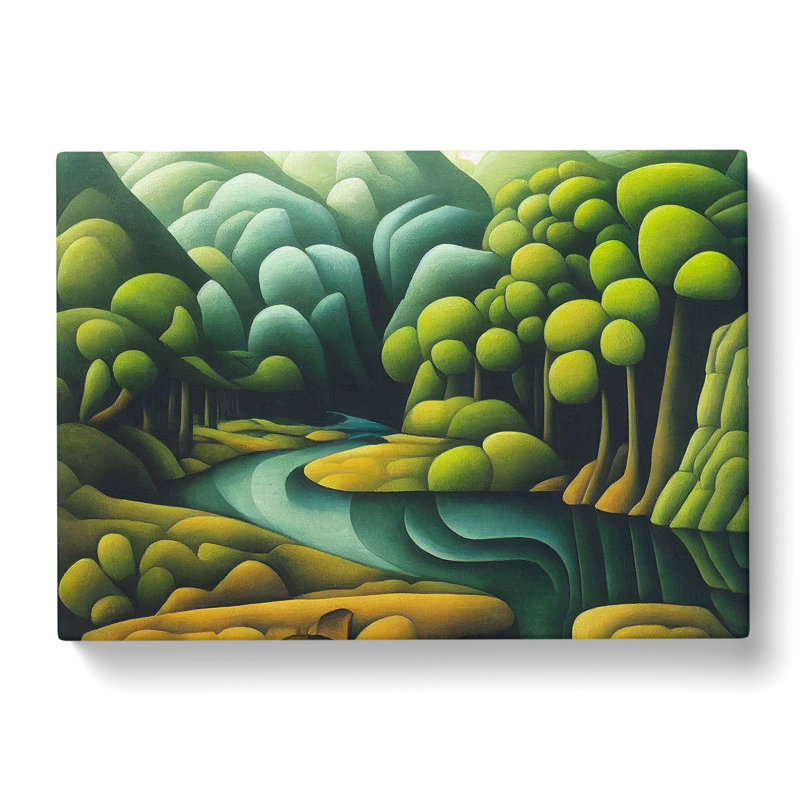 Modern Stream And Forest - Wrapped Canvas, 35cm H x 50cm W x 3cm D