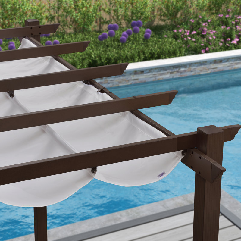 Metal Pergola with Canopy, White, 96.46" H x 118.11" W x 118.11" D