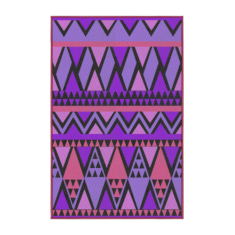 Tapis violet/rose à motifs, Rectangle 5 pi x 7 pi