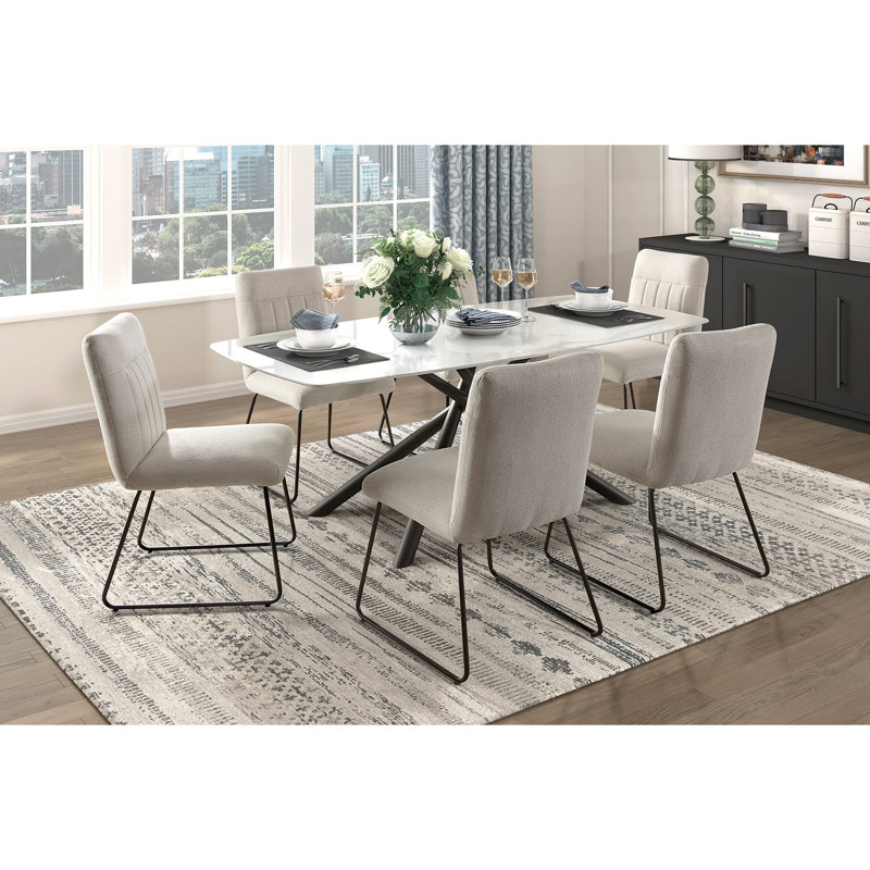 Ensemble de chaises d'appoint rembourrées en tissu de conception moderne 2 pièces, pieds de table en métal