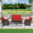 4 Pieces All-Weather Wicker Patio Conversation Set With Cushions, Loveseat, 2 Chairs & Metal Coffee Table-2001516712-2001516713