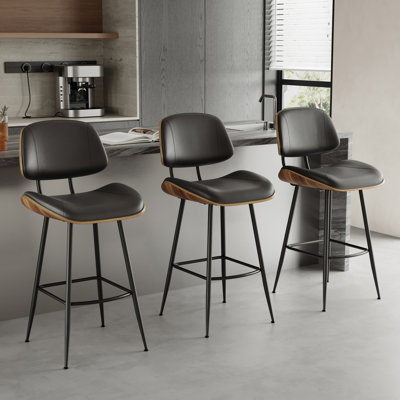 Upholstered Faux Leather Counter Stool