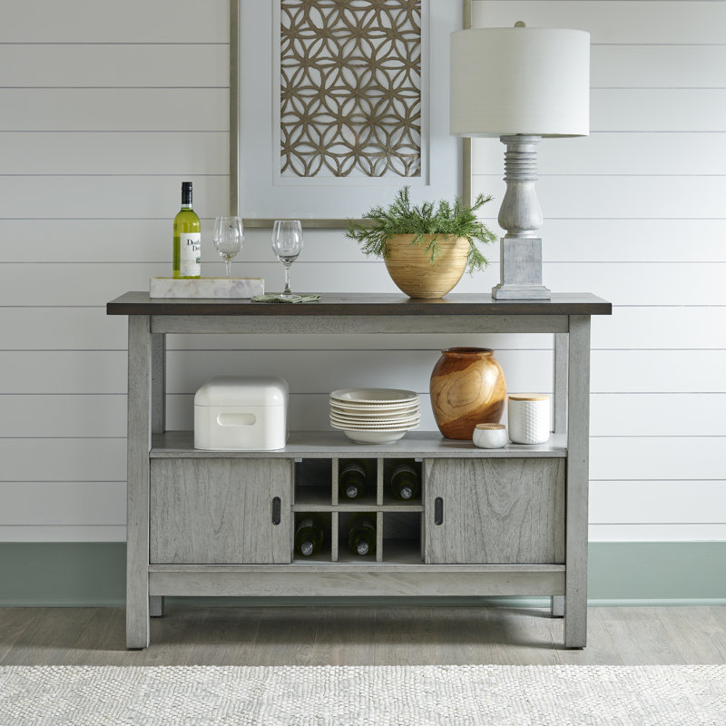 Newport 52" Gray Rubberwood and Mindy Veneer Server