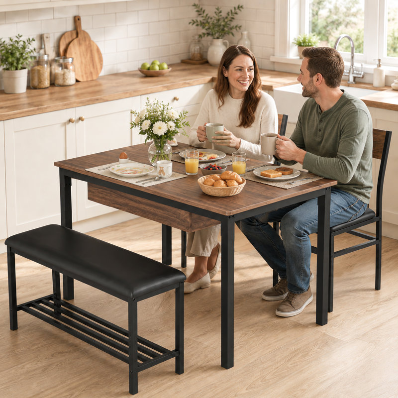 Ensemble de table de salle à manger 43,3 "pour 4 avec rangement de tiroir
