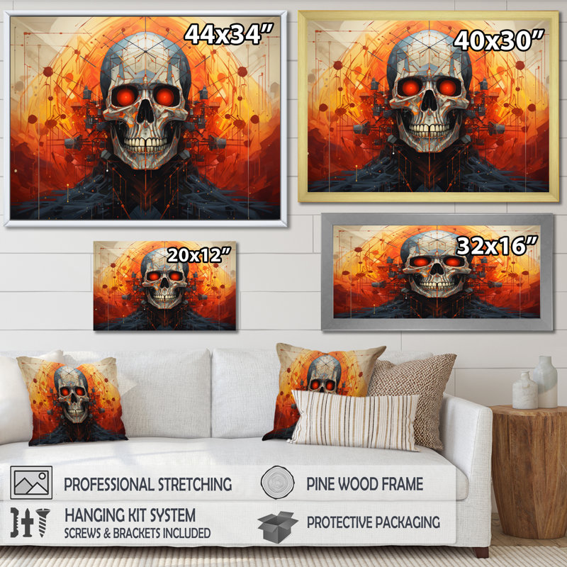 Crâne éternel repos géométrique I - impressions murales modernes, Toile tendue, H 30 po x l 40 po x P 1,5 po