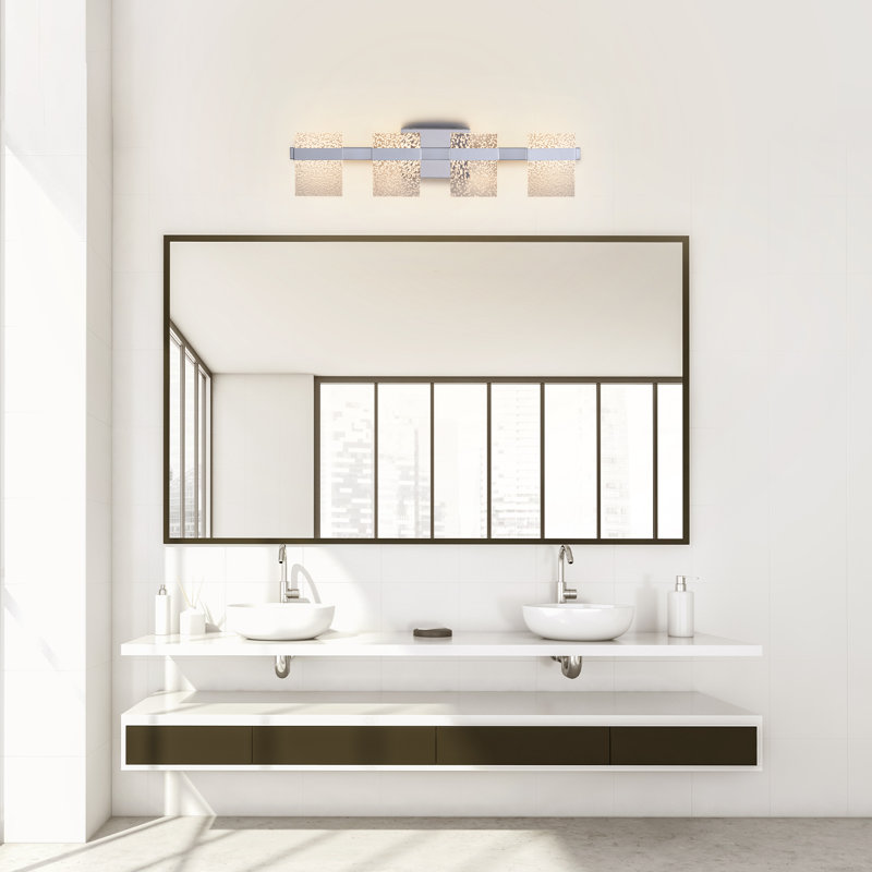 Meuble-lavabo à lumière DEL avec abat-jour en acrylique Andreamarie, Chrome chrome, Trois lumières
