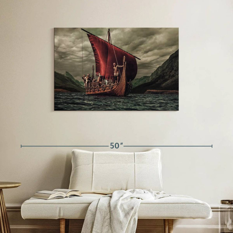 Mehar Vikings On Drakkar Boat, 26" H x 39" W