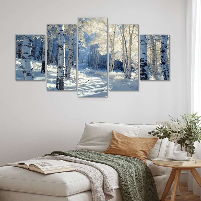 Pin blanc dans la forêt d'hiver - ensemble de décorations murales paysage d'hiver