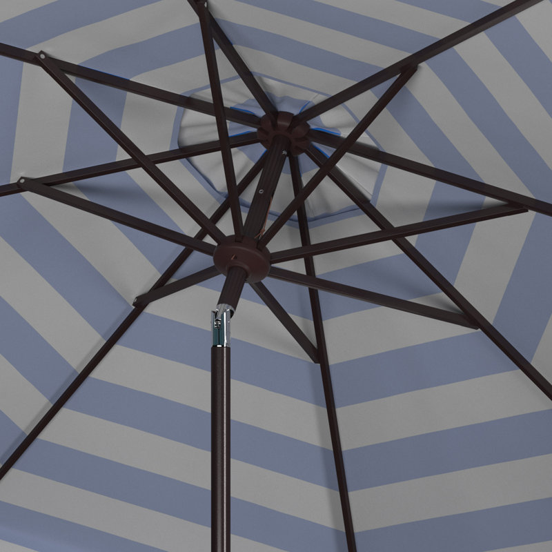 Parasol de marché Natalee de 108 po à bord festonné et à toit inclinable, Rayures bleu Pacifique/Blanc