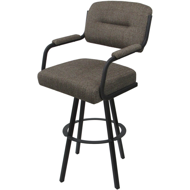 Tabouret de comptoir très grand Irelynd, Mélange de polyester cacao / cadre gris