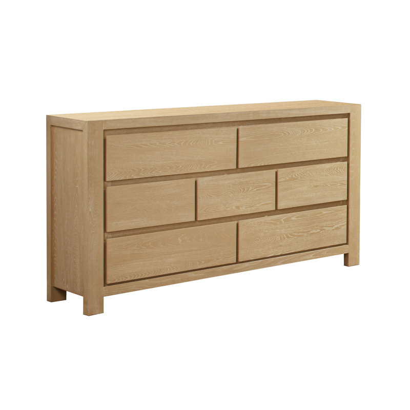 Light Oak Multi-Sized 7-Drawer Dresser With Modern Panel Front