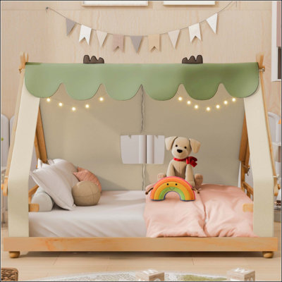 Lit House avec tente détachable et lanterneau, parfait pour le jeu imaginatif des enfants et un sommeil réparateur