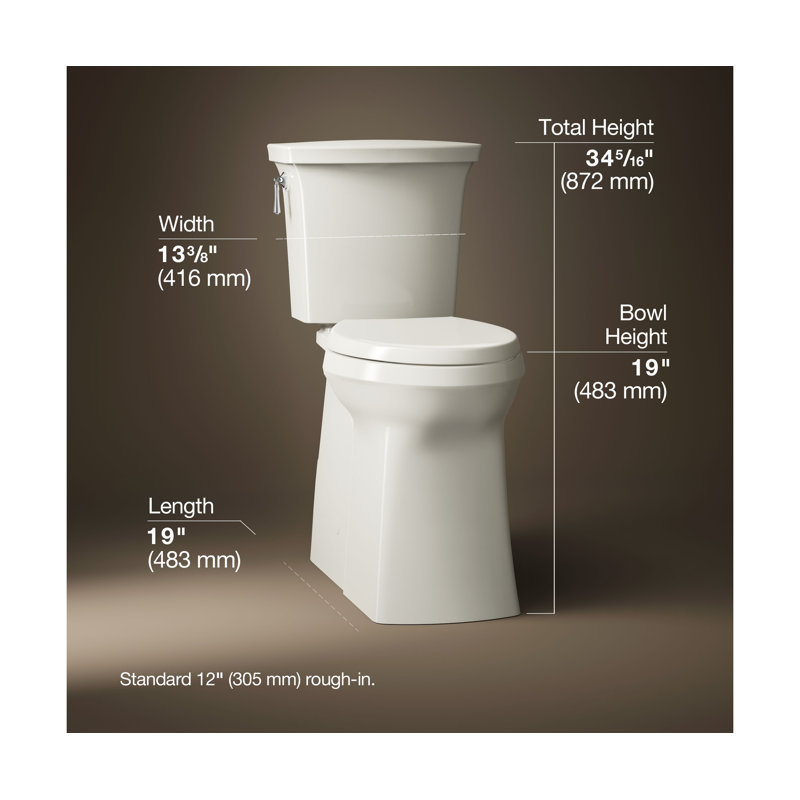 Corbelle Tall Continuousclean Two-Piece Elongated Toilet With Skirted Trapway 1.28 Gpf, Biscuit