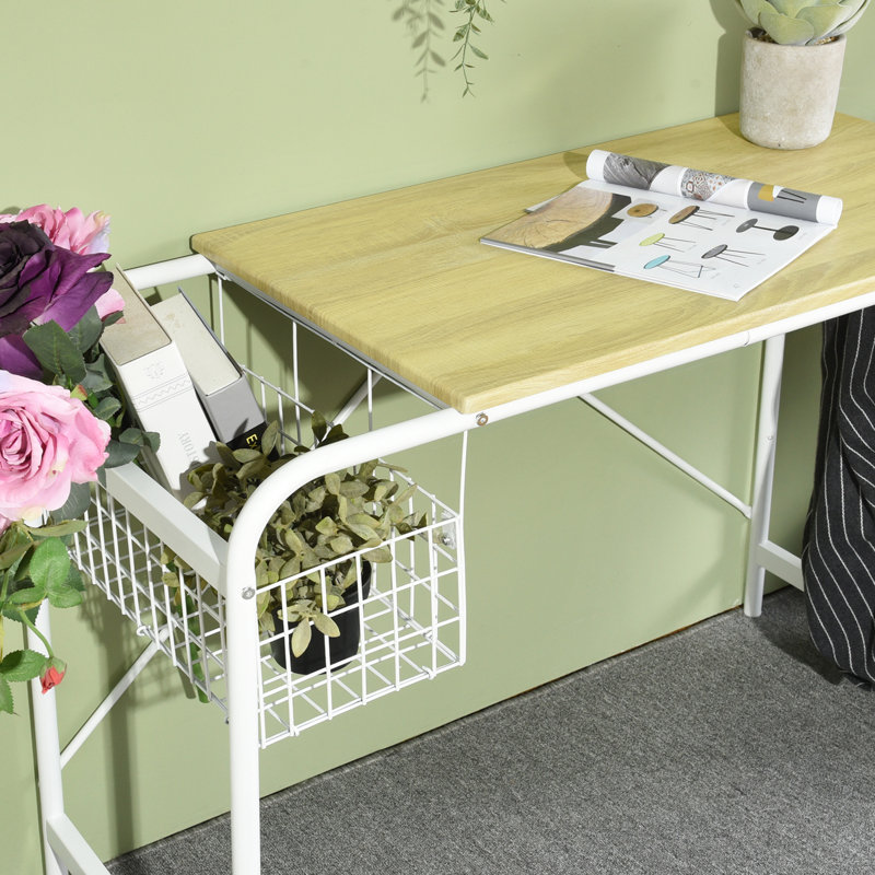 Marrs Metal Base Writing Desk, Oak