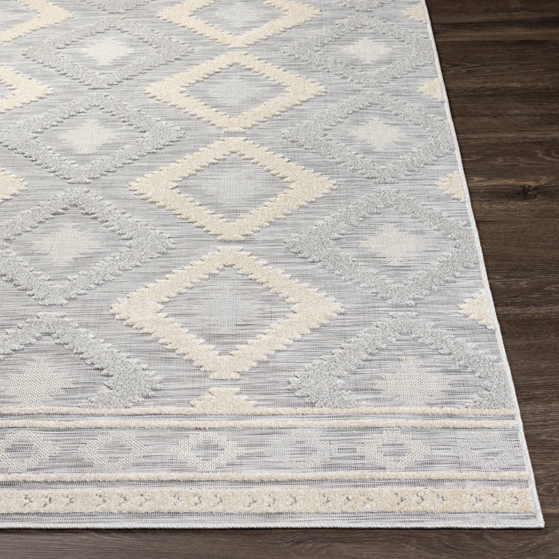 Tapis tissé à la machine gris/ivoire Carys, Rectangle 5 pi 3 po x 7 pi