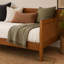 Lit de jour Cavrelisse en bois pleine grandeur avec cadre à trois côtés, canapé-lit plateforme en noyer foncé, construction en pin, contreplaqué et MDF, 10 lattes de soutien pour matelas, aucun sommier requis-2072742783
