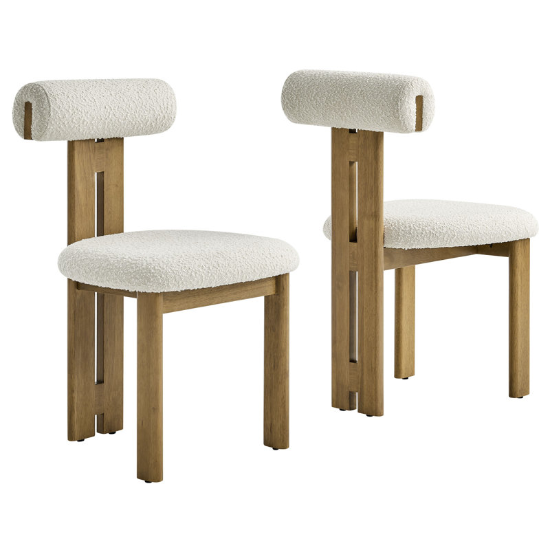 Ensemble de 2 chaises de salle à manger Torian Boucle, Noyer, Noir, noir, noir, noir