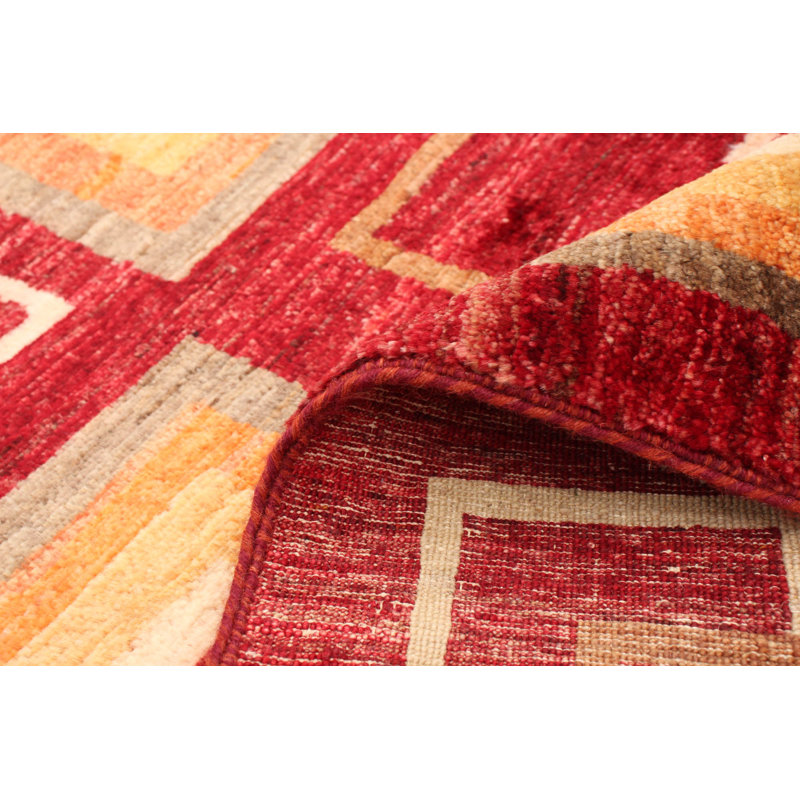Tapis décoratif en laine de conception unique 6 pi 7 po x 10 pi noué à la main new age ziegler