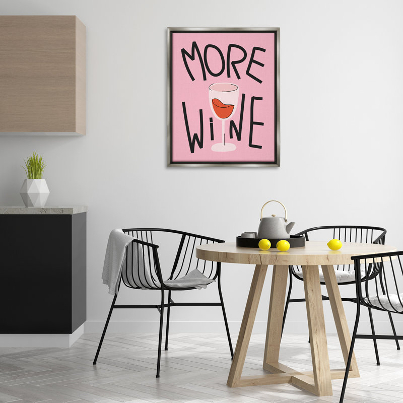 Plus de vin sur toile encadrée, conception par House of Lulu, Cadre flottant gris lustré, H 31 po x l 25 po