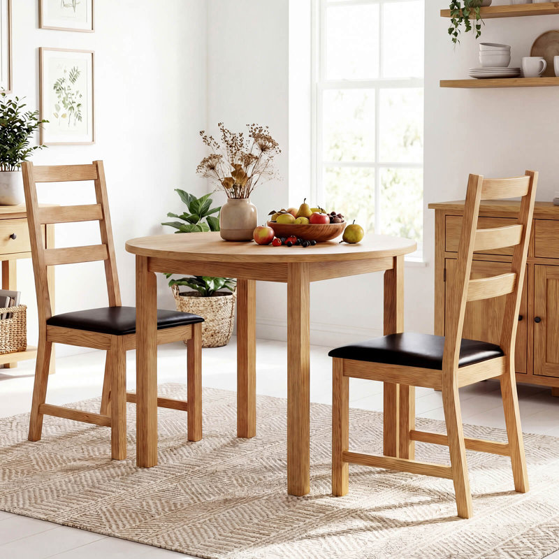 Dining Chairs Set of 2 with Hollowed Backrest, Padded Seat, Rubber Wood Legs, 2