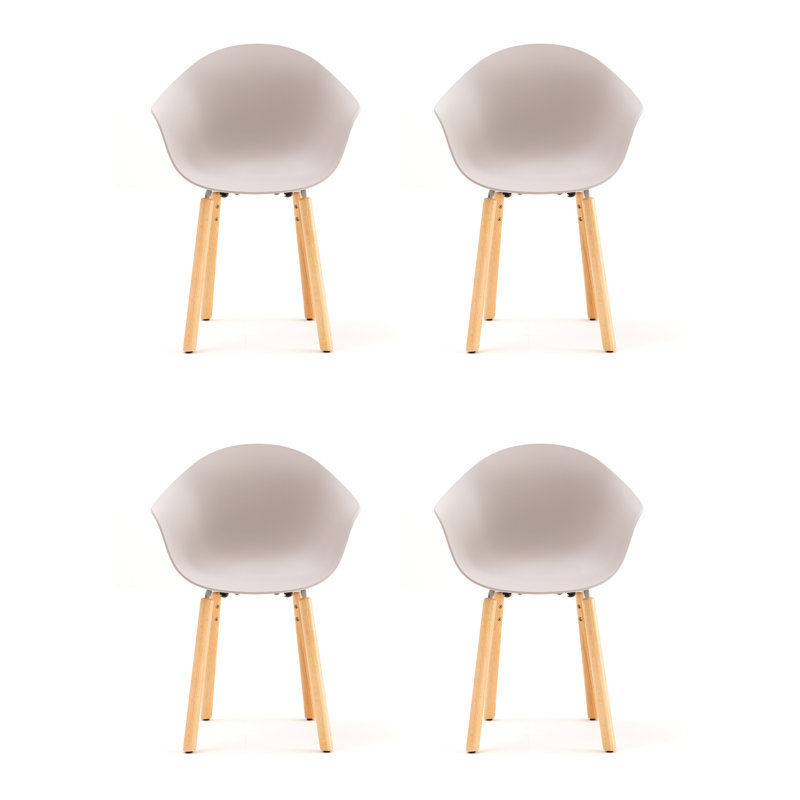 TA Armchair (Set of 4), Cool Gray/Natural