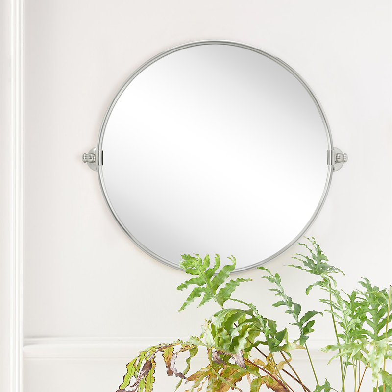 Miroir de salle de bain mural Luecinda, Nickel brossé, 24 po x 19 po