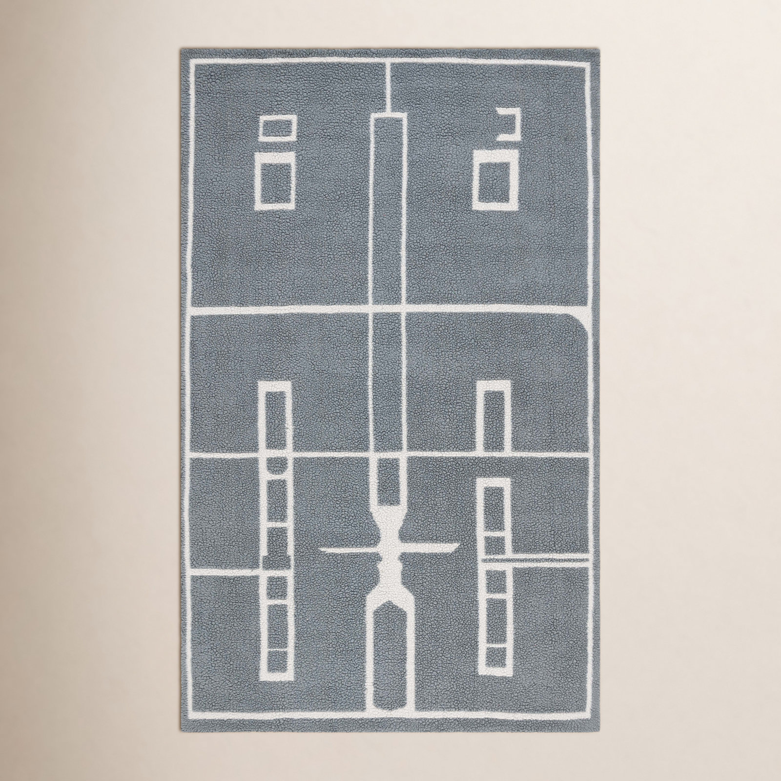 Murcia Hand-Woven Abstract Wool Rug, Rectangle 4' x 6'