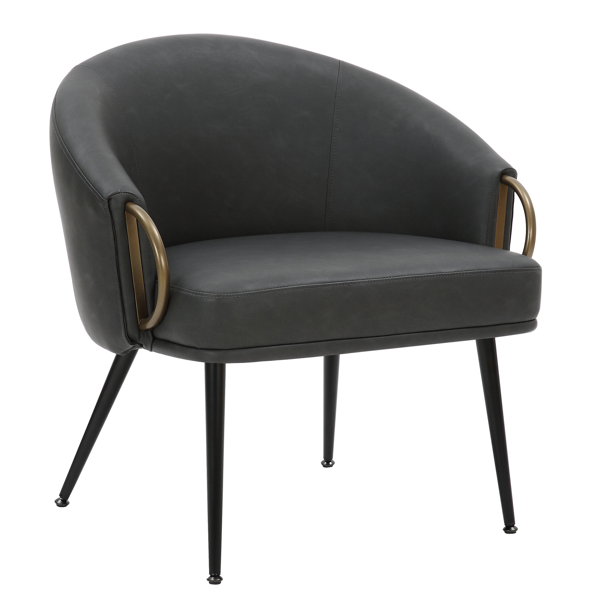 Mercer41 MidCentury Modern Faux Leather And Metal Accent Chair