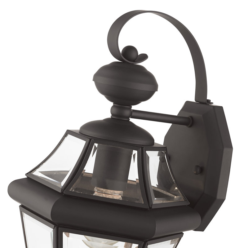 Lanterne murale d'extérieur en verre biseauté Creason, H 14 po x l 8,5 po x P 8 po, Bronze