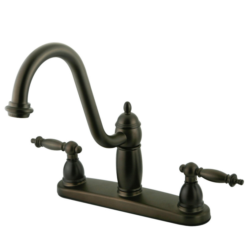 Kingston Brass Templeton Two-Handle 8" Centerset Kitchen Faucet, Without Spray, Oil Rubbed Bronze