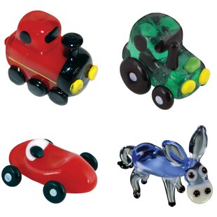 4 Piece Miniature Train, Tractor, RaceCar, Donkey Sculpture Set
