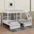 Wooden Triple Bunk Bed With 2 Storage Drawers, Ladder And Guardrails, No Box Spring Needed