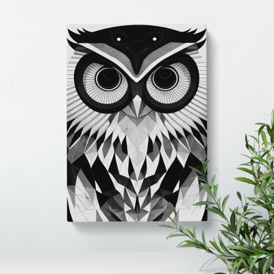 Owl Monochrome Art No.1 - Wrapped Canvas