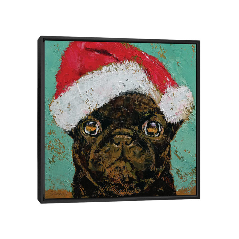 « santa carlin » par michael cris, impression sur toile, H 18 po x l 18 po x P 1,5 po, Toile avec cadre noir, Pas de tapis