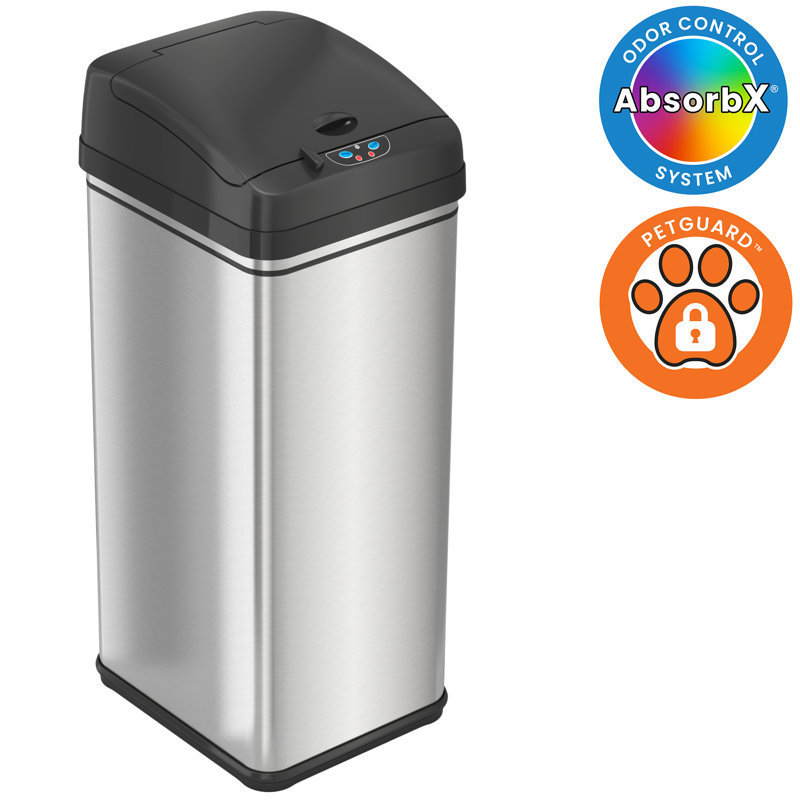 Deodorizer PetGuard Stainless Steel 13 Gallon Motion Sensor Trash Can