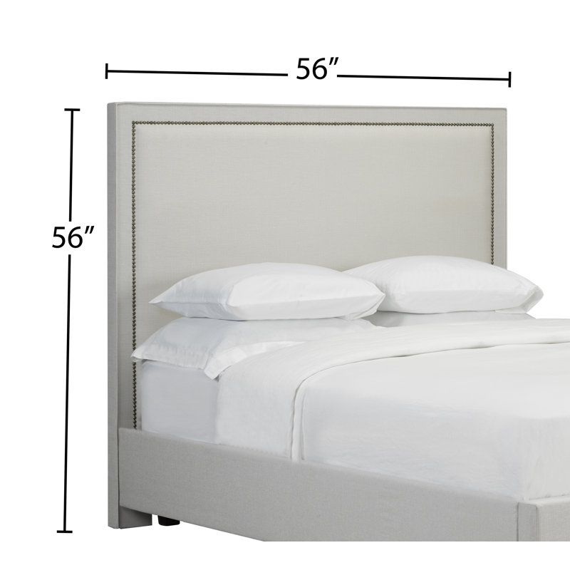 Tête de lit à panneau rembourré Tarr, Double, Lin - Blanc cassé