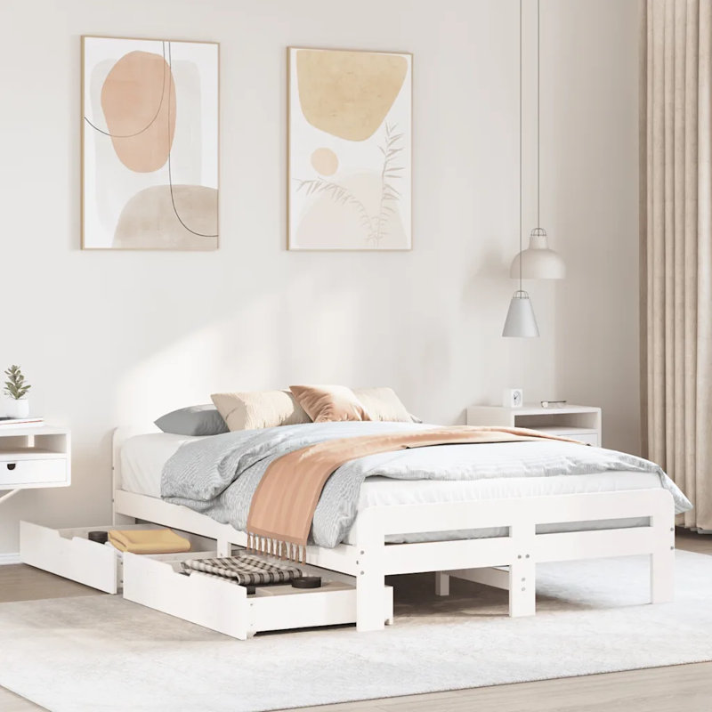 Annliese Solid Wood Bed Frame, Double (4'6), Highgloss Sand Grey
