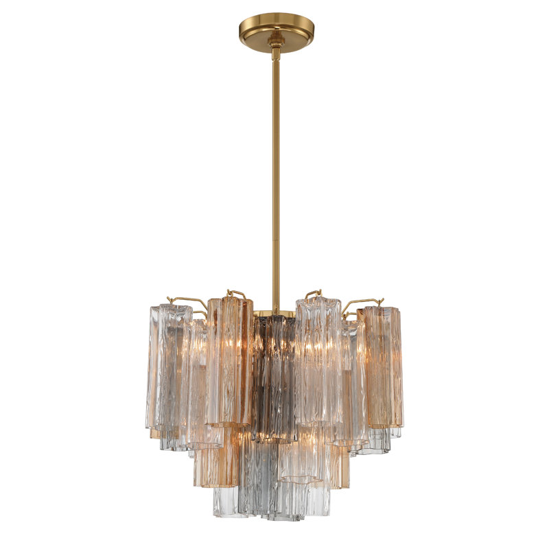 Arras 9-Light Chandelier, H 13,75 po x l 17,75 po x P 17,75 po, Gris/Jaune, Laiton vieilli