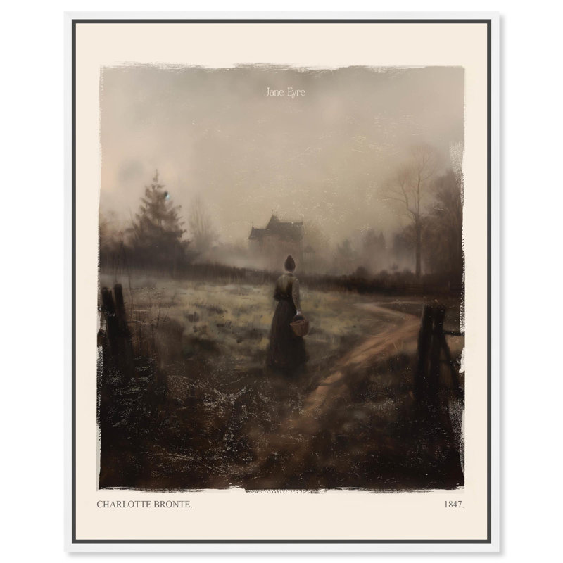 Toile Jane Eyre par Art Remedy, H 21 po x l 17 po, Cadre flottant, Argent argent