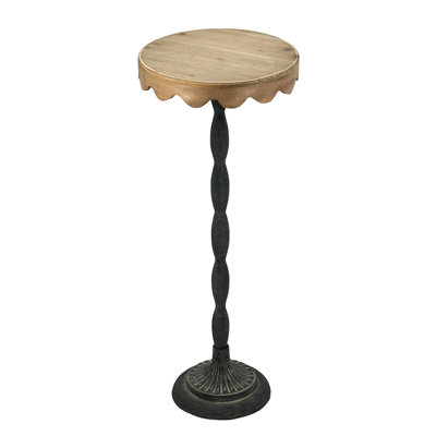 Table d'appoint en fer noir avec plateau festonné brun terreux, pouvant servir de support pour plantes, 30 x 30 x 75 cm, 2,5 kg, assemblage requis. Table d'appoint en bois idéale, présentoir ou table de chevet.