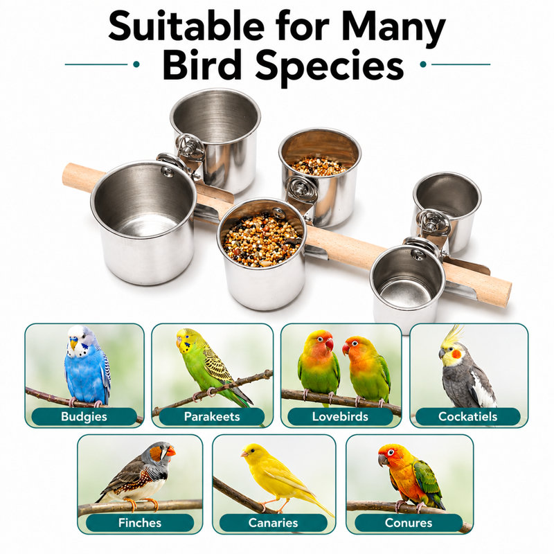Ensemble de 3 bols en acier inoxydable ProMount pour nourriture et eau | Petites, moyennes et grandes coupes à oiseaux