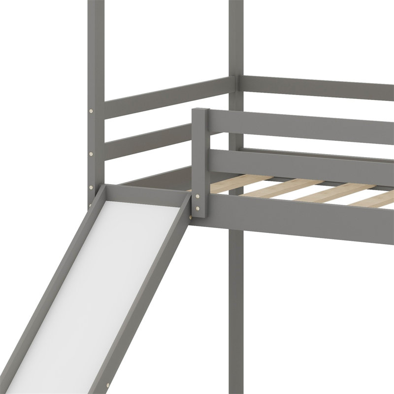 Lit mezzanine simple avec glissade Amaron, Gris, Lit simple