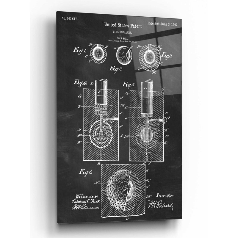 «Golf Ball Blueprint Vernis», impression sans cadre, H 16 po x l 12 po x P 0,13 po