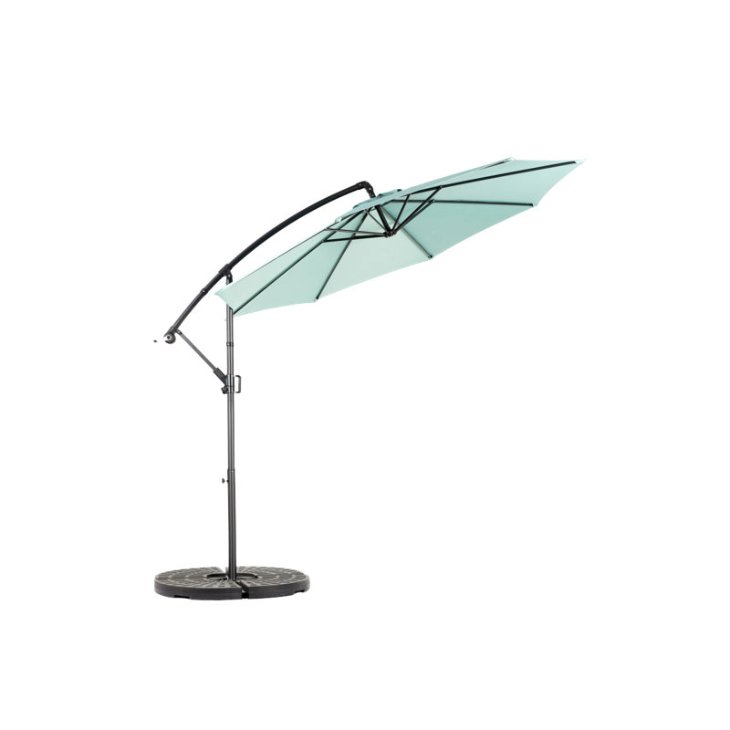 Parasol de marché suspendu de 10 pi avec ajustement facile de l'inclinaison, abat-jour en polyester, 8 nervures pour la cour arrière (vert clair) (sans base) Best Choice Products
