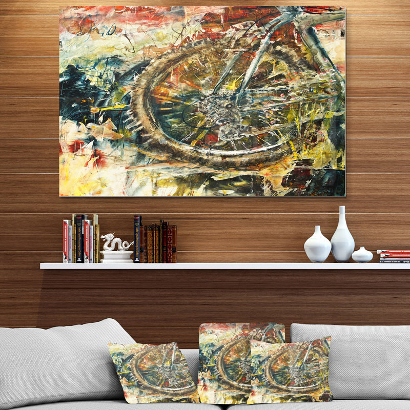 Vélo de montagne par Designart - impression d'art graphique, Sans cadre en métal, H 34 po x l 44 po