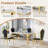 Modern 70" Marble Dining Table Set, Elegant White Faux Marble Top And Stainless Steel Legs, High-Back Petal Design Pu Leather Chairs-187730760-187730762